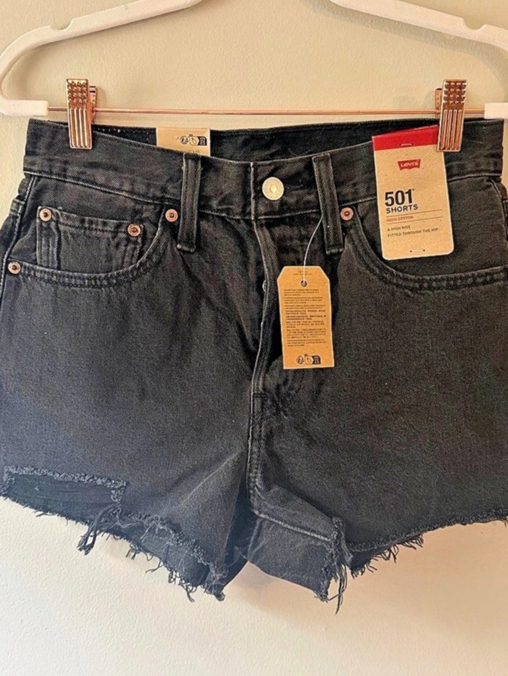 Levi’s 501 Original High Rise Denim Shorts – Black – Size 26 – NWT